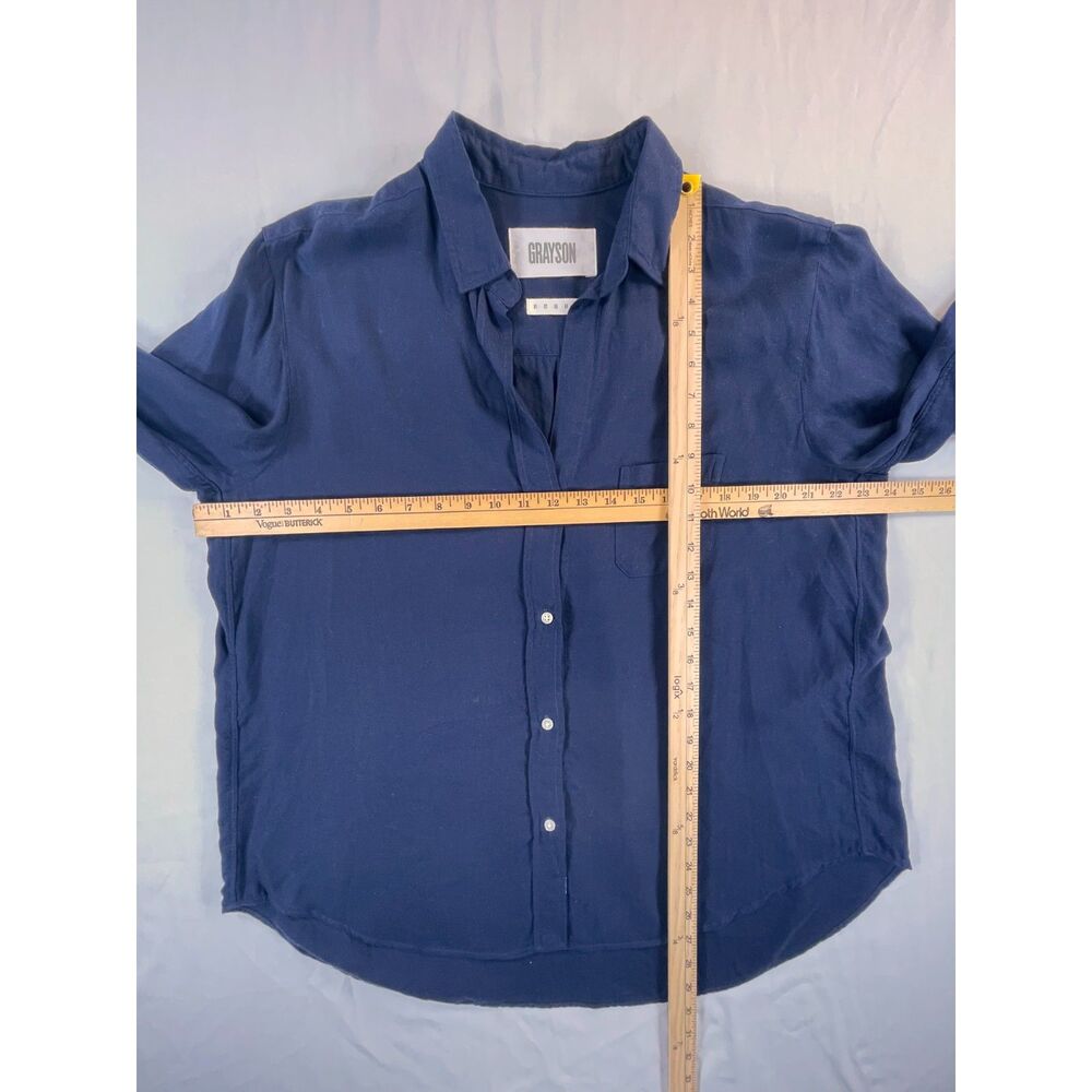 Grayson The Hero Navy Blue Button Down Shirt 05 XL 100% Lyocell Solid Pocket - Picture 7 of 12
